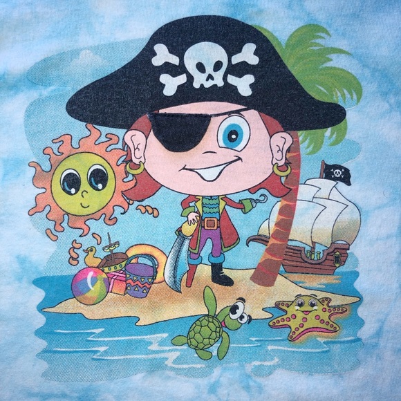 DK KIDS 4T TYE DYE BLUE PIRATE SHORT SLEEVE SHIRT - Picture 2 of 5